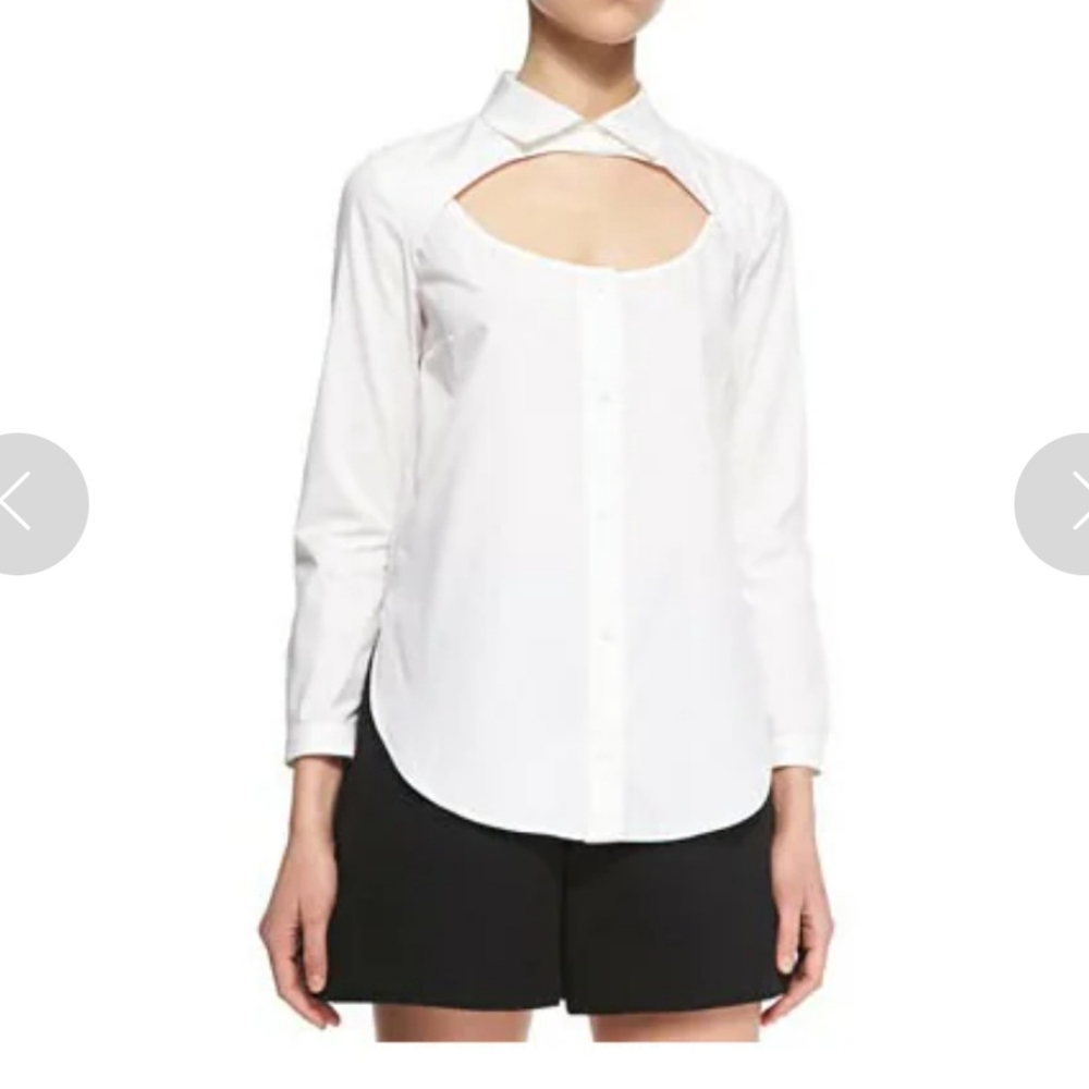 CARVEN Cutout-Front Poplin Blouse